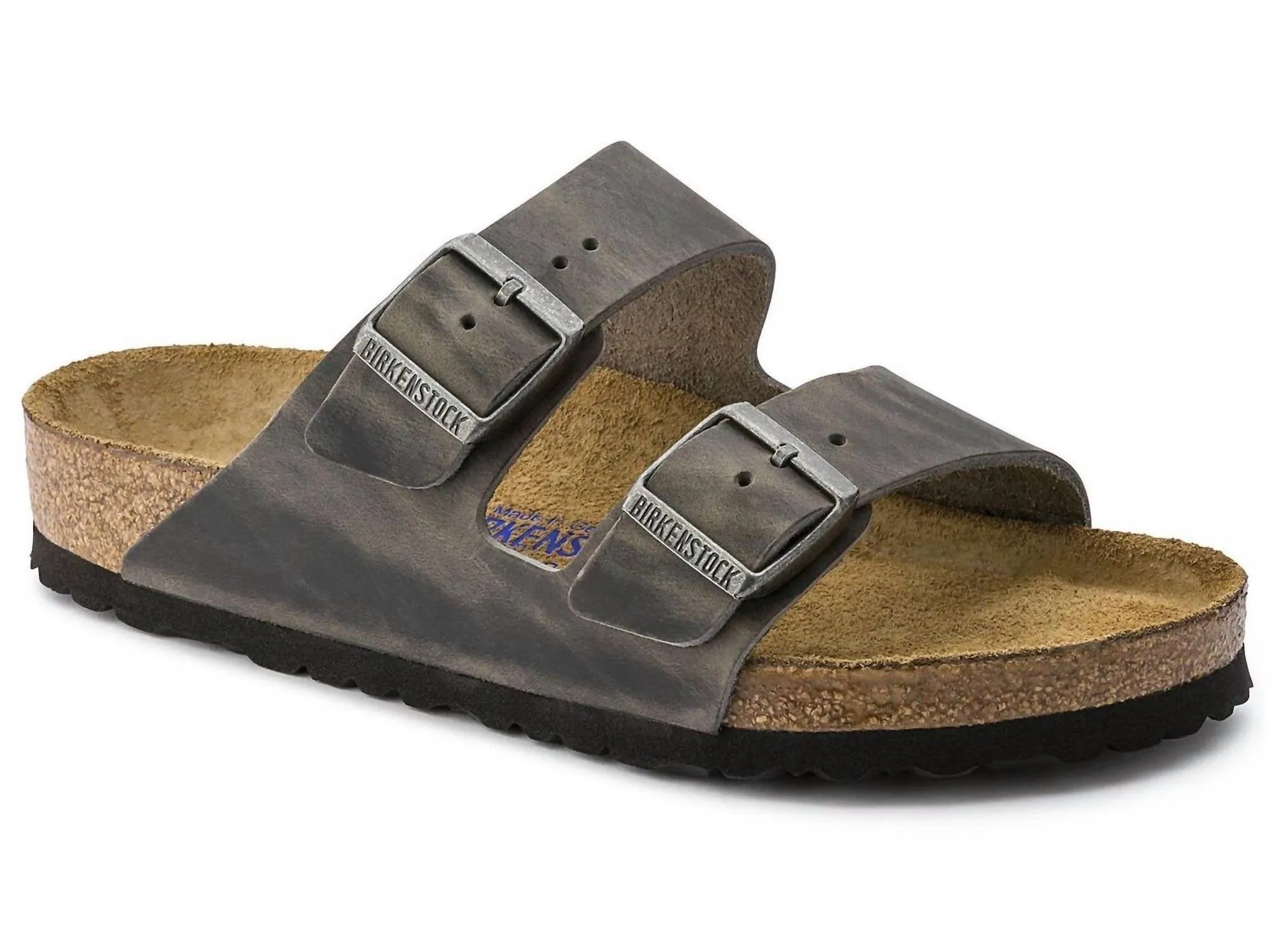 Arizona Soft Footbed Narrow Sandal In Iron Leather