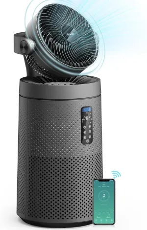 AROEVE Air Purifiers Fan for Home Large Room With 2-In-1 Air Circulator Fan System And Smart WIFI Cover 1980 Sq.Ft Oscillating Air Purifier With Washable Filter For Indoor Whole Home, MK08W-Space Gray Tower bladeless fan for modern homes