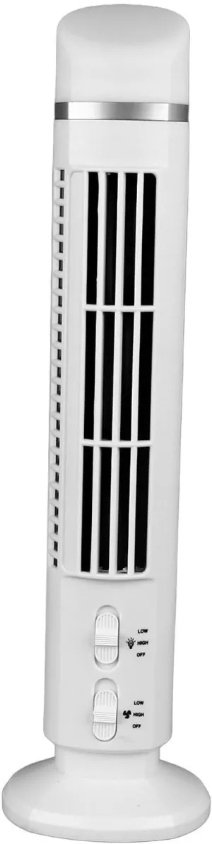 Asixxsix Bladeless Tower Fan, 90 Degree Oscillating Quiet USB Desk Fan, Low Noise Bladeless Fan, Portable Cooling Standing Fan for Indoor Home Bedroom Office Room (White) Rear-mounted fan for childrens safety