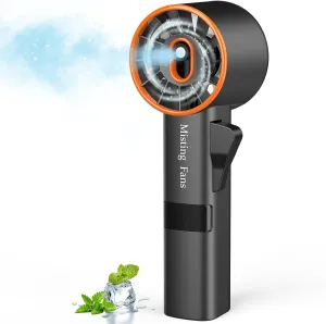 Ausic Portable Handheld Misting Fan, Turbo Fans with Mist, High-Speed, 3 Speeds Personal Small Spray Fan, Outdoor Cooling Rechargeable Battery Operated Fans for Travel/Makeup/Shopping Mini handheld fan for personal cooling