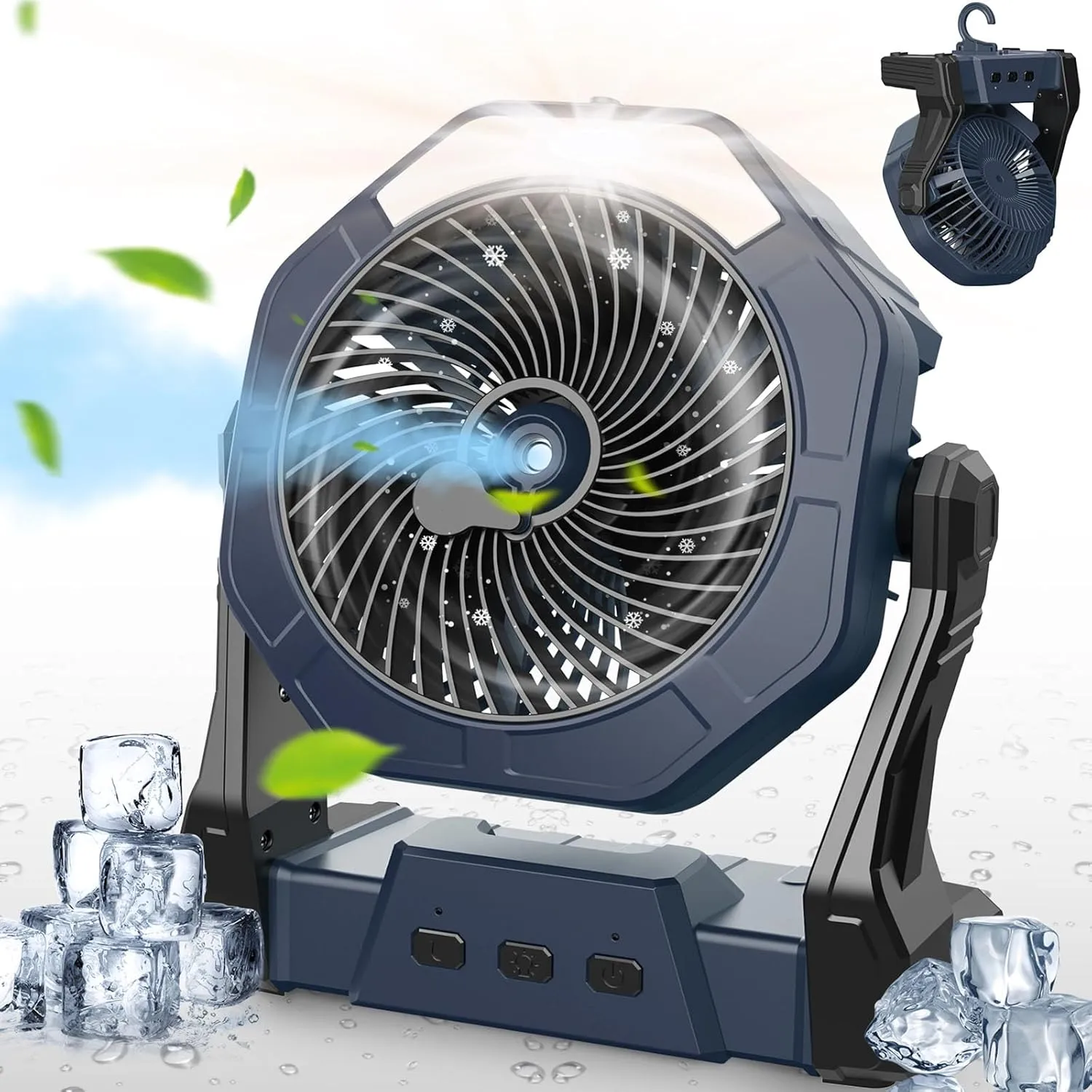 Ausic Portable Misting Fans for Outside, Outdoor Cooling Fan for Patios, 8 Inch Battery Operated Rechargeable Fans, Water Spray Mist Fan with LED Light & Hook for Travel Beach Camping Essential Solar-powered car fan for ventilation