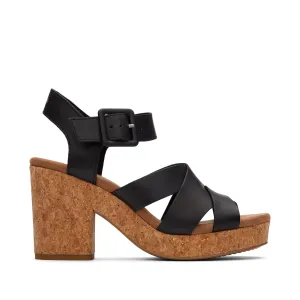 Ava Black Leather Platform Sandal