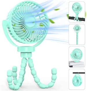 Baby Portable Fan with LED Lights - Clip on, Rechargeable for Stroller, Car Seat, Treadmill, Camping Octopus-shaped decorative fan