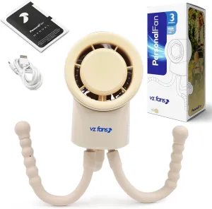 Baby Safe Portable Fan, Battery Operated Fan, Stroller Fan, Handheld Fan, Rechargeable USB-C, 3 Speeds, Mini Baby Fan  Personal Fan for Baby Travel Accessories. Flexible Tripod Cooling Fan Rear-mounted fan for childrens safety