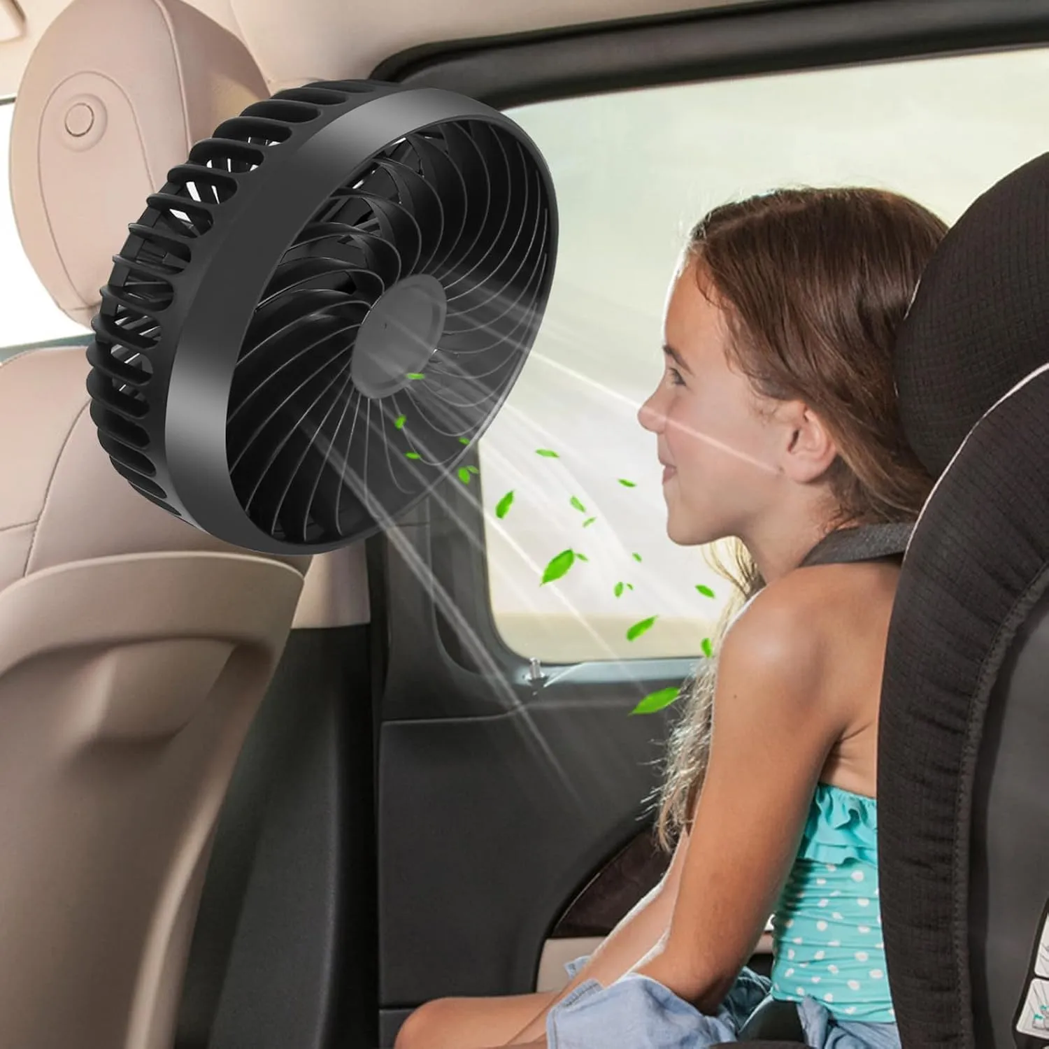 Back Seat Fans,Adjustable Car Backseat Fan for Kids USB Powered Fan for Car (No Battery) Rear-mounted fan for childrens safety