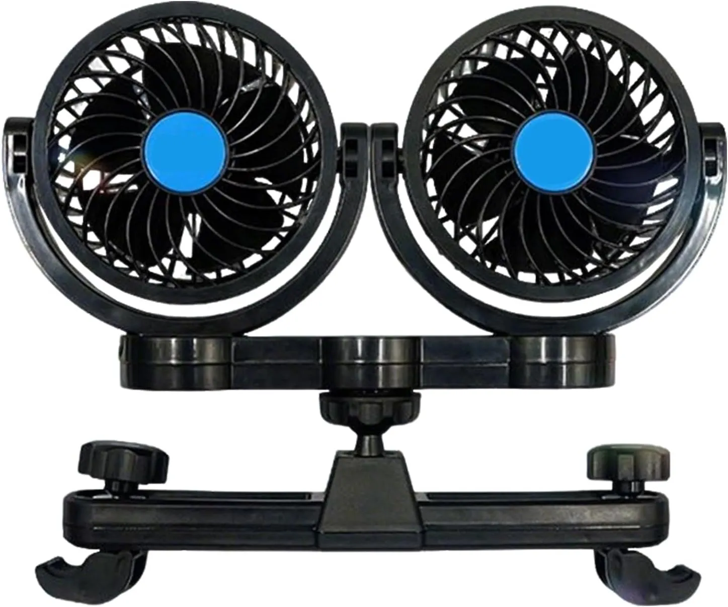 Backseat Fan | Vehicle Rear Headrest Fans - Cooling 12V24V Double Head Ventilador for Hot Weather Vehicle Truck Auto Kids Automotive Road Trip Pets Rear-mounted fan for childrens safety