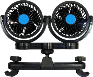 Backseat Fan | Vehicle Rear Headrest Fans - Cooling 12V24V Double Head Ventilador for Hot Weather Vehicle Truck Auto Kids Automotive Road Trip Pets Rear-mounted fan for childrens safety