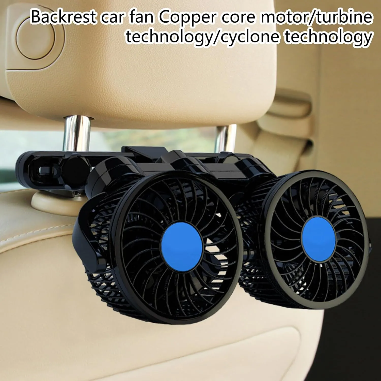 Backseat Fan | Vehicle Rear Headrest Fans - Cooling 12V24V Double Head Ventilador for Hot Weather Vehicle Truck Auto Kids Automotive Road Trip Pets