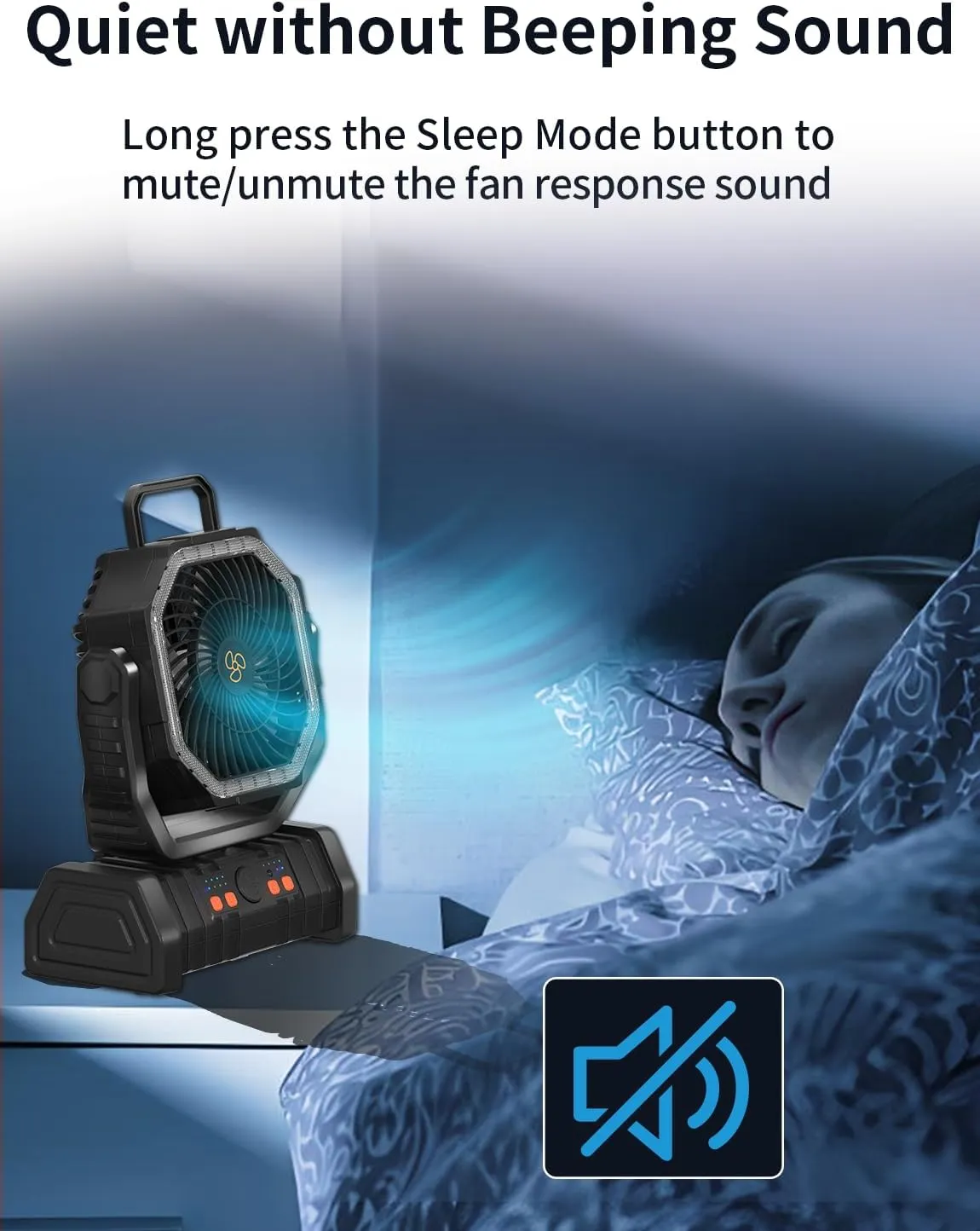 Battery Operated Fan Portable Battery Powered Outdoor Camping Tent Fan with LED Lantern Light 20000mAh Rechargeable, Oscillating, 360 Rotating Hanging Hook, Cordless USB Desk Fan(Black)