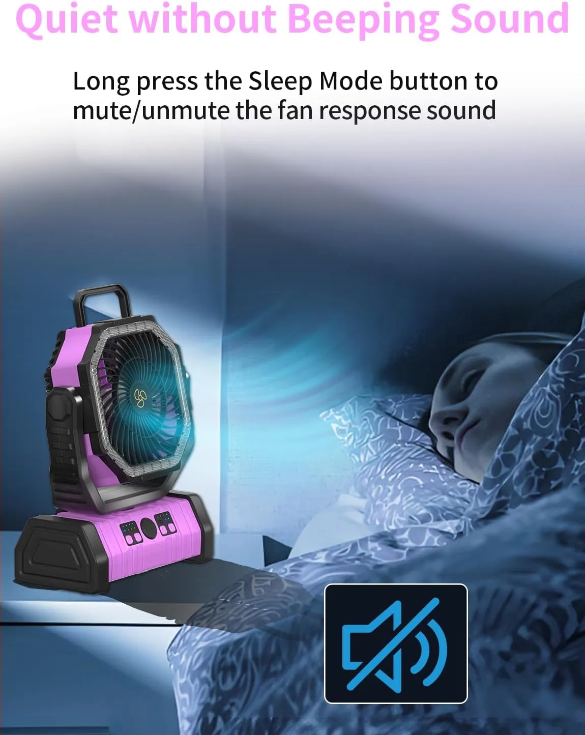 Battery Operated Portable Camping Fan Battery Powered Outdoor Tent Fan with LED Lantern Light 20000mAh Rechargeable, Oscillating, 360 Rotating Hanging Hook, Cordless USB Desk Fan(Pink)