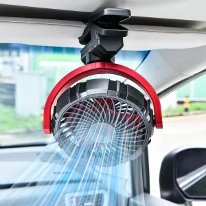 Battery Powered Clip On Fan for Car Visor Back Seat Roof Handles, Portable Car Fan Rechargeable for SUV Van RV Pickup Truck Camping Desk Bed Stroller Baby Crib, Quiet 360 Rotation 360-degree rotating fan for home use