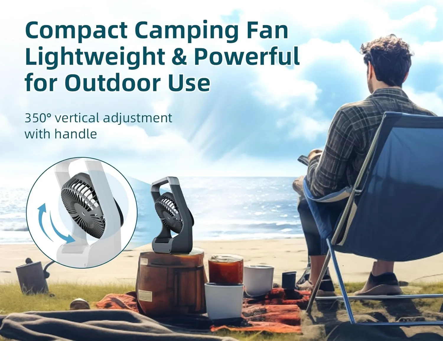 Battery Powered Fan, 10000mah Portable Desk Fan with Timer, 3 Speeds, Whisper Quiet, 180 Rotation, Portable Fan for Office, Bedroom, Outdoor, Camping