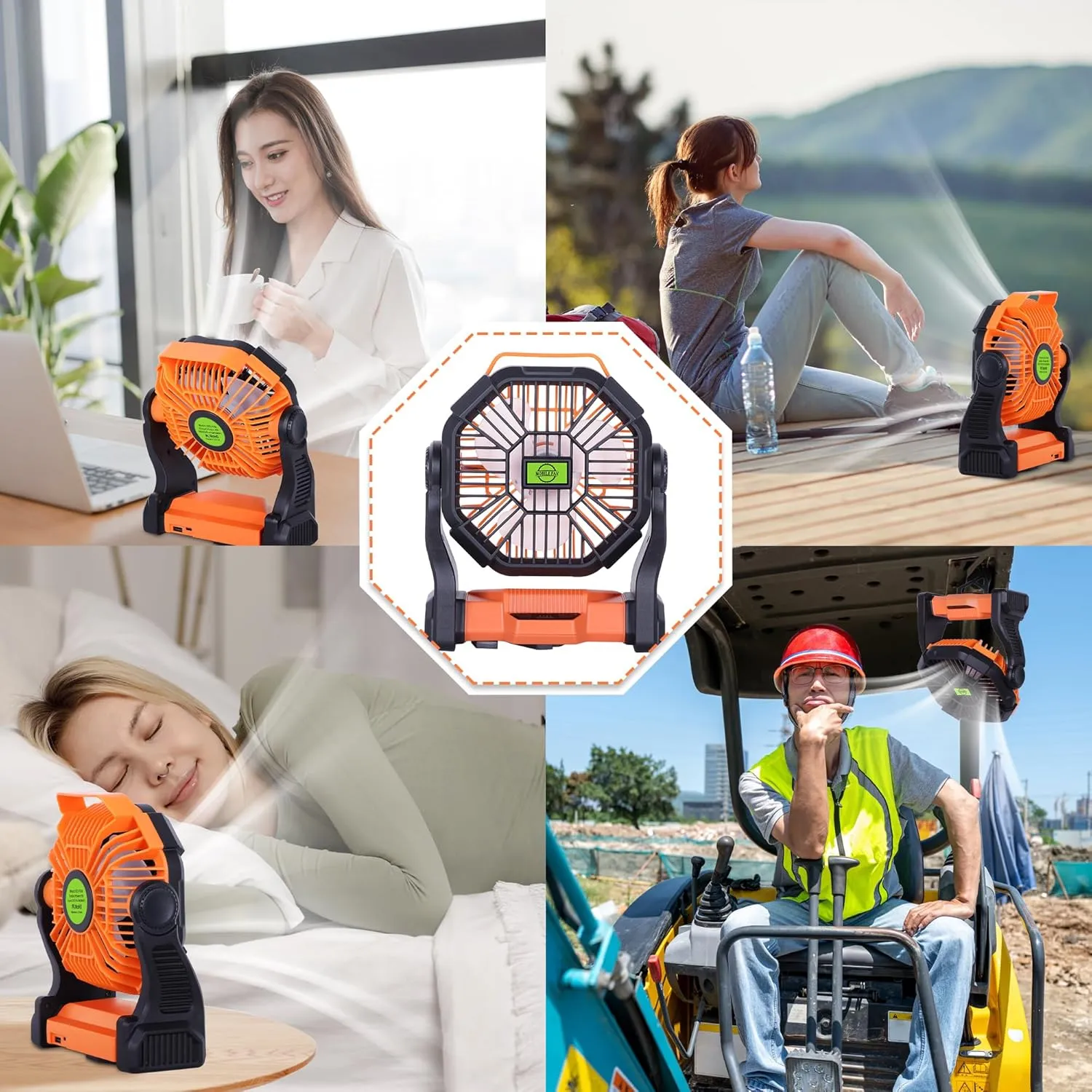 Battery Powered Fan Portable Fan Rechargeable,270Pivot Battery Operated Fans Camping Fan with LED Light & Hook,USB Personal Rechargeable Outdoor Camping for Tent, Travel