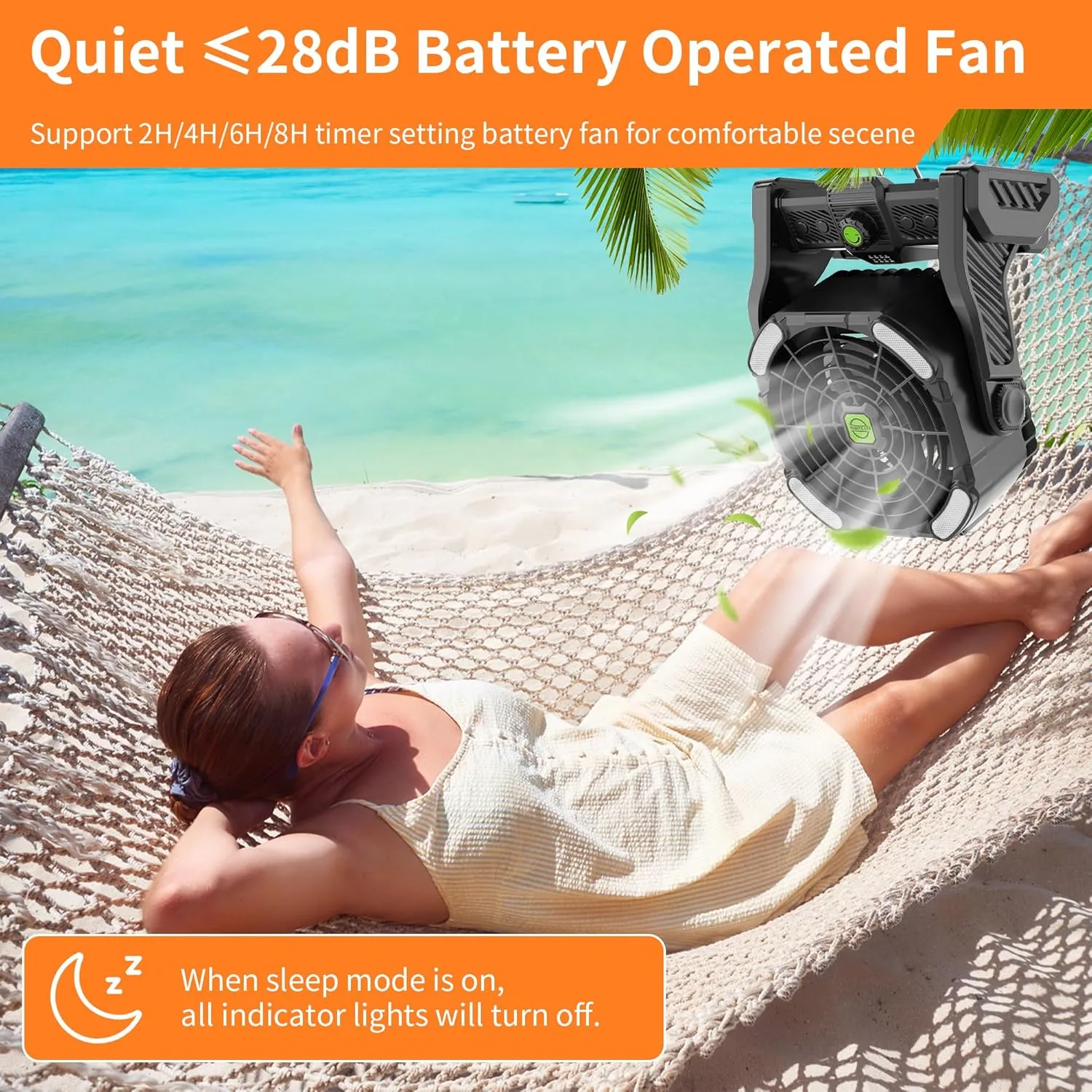 Battery Powered Fan,20000mAh Camping Essentials Rechargeable Cordless Camping Fan with LED Light & Hook270 Pivot USB Table Battery Operated for Tent Black X26
