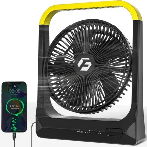 Battery Powered Operated Portable Fan: Rechargeable Fan 20800mAh - Ventiladore Recargable para Cuba (up to 72Hrs work time), Suit for Camping, Bedroom, Desktop, Table, Office, and Outdoors Battery-powered portable fan