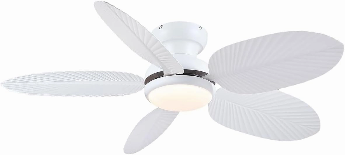BayDay Ceiling Fans with Lights, Ceiling Fan with Remote APP Flush Mount Low Profile Ceiling Fan with Lights White 45 inch App-controlled remote fan for convenience
