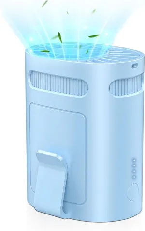 Belt Fan Clip On Waist Portable Cooling Fan-Small Lightweight Person Chargeable Strong Airflow Handsfree Neck Fan Neckband,Blue Inside T Shirt Fans that Blow Cold Air for Construction Workers Children Waist-mounted portable fan for outdoor use