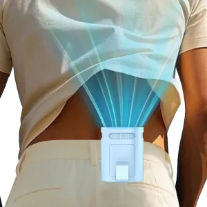 Belt Fan Clip on Waist Portable Cooling Fans-Tiny Person Waistband Necklace Fan,Recargable Under T Shirt Body Fans,Light Weight Hanging Around Neck Cooler AC,Best Gifts Adults Child Woman Man Blue Neck fan for hands-free comfort