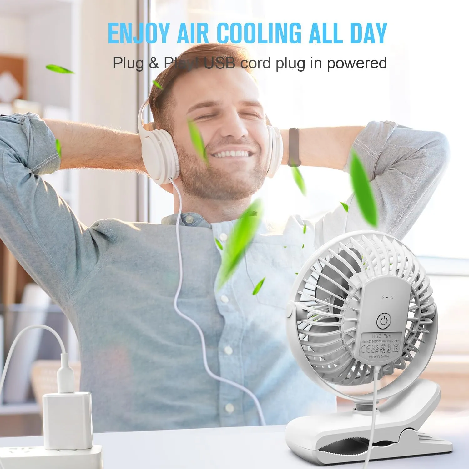BESKAR Clip on Fan, 360 Rotation Quiet Stroller Fans with Strong Airflow,3 Speeds, Portable Small Fans with Sturdy Clamp,Perfect Personal Cooling Fan for Office Table Bedroom Kitchen