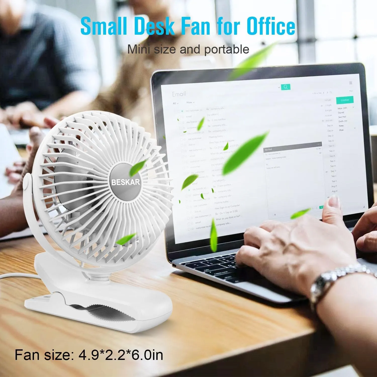 BESKAR Clip on Fan, 360 Rotation Quiet Stroller Fans with Strong Airflow,3 Speeds, Portable Small Fans with Sturdy Clamp,Perfect Personal Cooling Fan for Office Table Bedroom Kitchen
