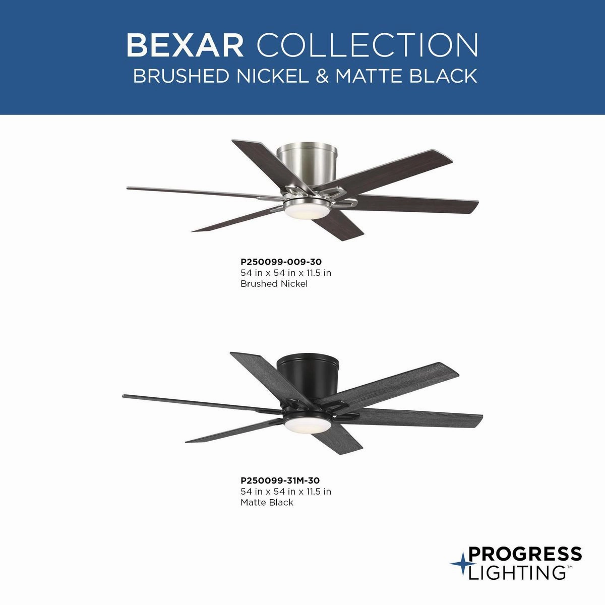 Bexar 54"Ceiling Fan Brushed Nickel
