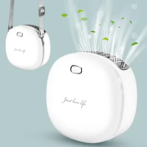 BINWO Mini Handheld Fan With Lanyard, USB Rechargeable necklace fan, Speed Adjustable Personal Portable Fan for Kids Woman Camping Outdoor Home Office Travel-White Mini handheld fan for personal cooling