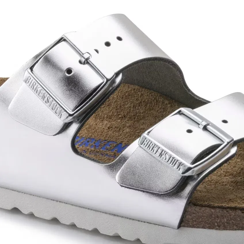 Birkenstock Arizona 1005960 Sandals Women's 9-9.5 Metallic Silver Leather FZP338