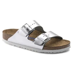Birkenstock Arizona 1005960 Sandals Women's 9-9.5 Metallic Silver Leather FZP338
