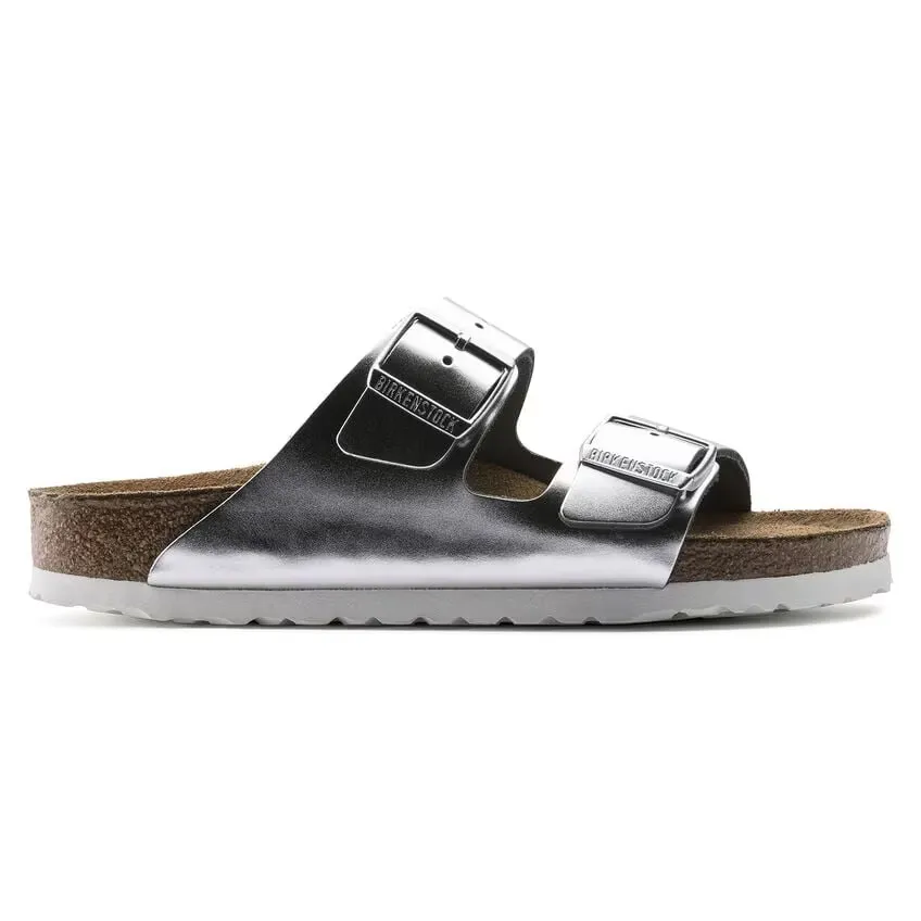 Birkenstock Arizona 1005960 Sandals Women's 9-9.5 Metallic Silver Leather FZP338