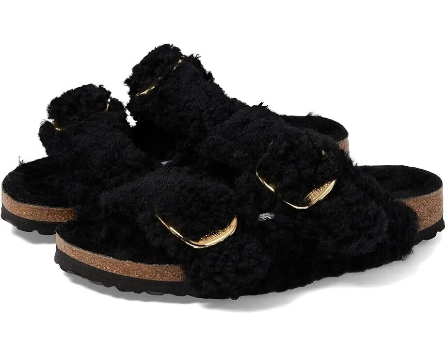 Birkenstock Arizona Big Buckle Teddy Slide Unisex US M4/L6 Black Sandals ZPO1712