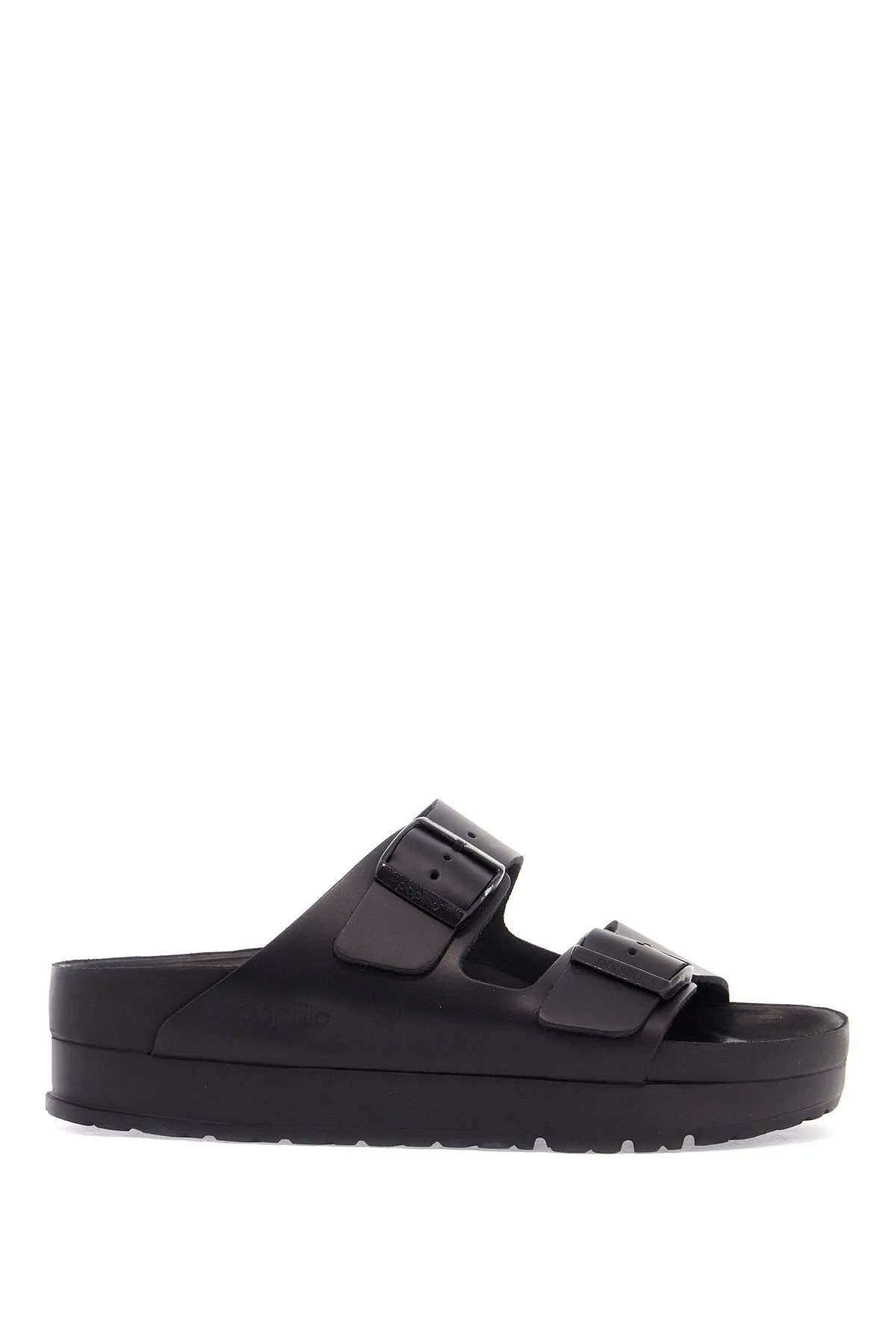 Birkenstock Women's  Leather Platform Sandals With Two Straps And Metal Buckles