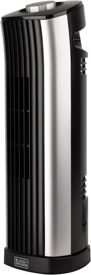 Black & Decker 14-Inch Mini Oscillating Portable Tower Fan, Desk Fan with 2 Speed Settings, Simple Dial Control, Ideal for Desktop or Bedrooms, BFT114, Black/Silver Desktop fan with humidification feature