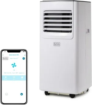 BLACK DECKER 8,000 BTU Portable Air Conditioner with Wifi & Remote Control, 3-1-in Air Conditioner, Fan & Dehumidifier with App, Alexa & Google Assistant, Portable Fan & Portable AC with Window Kit App-controlled remote fan for convenience