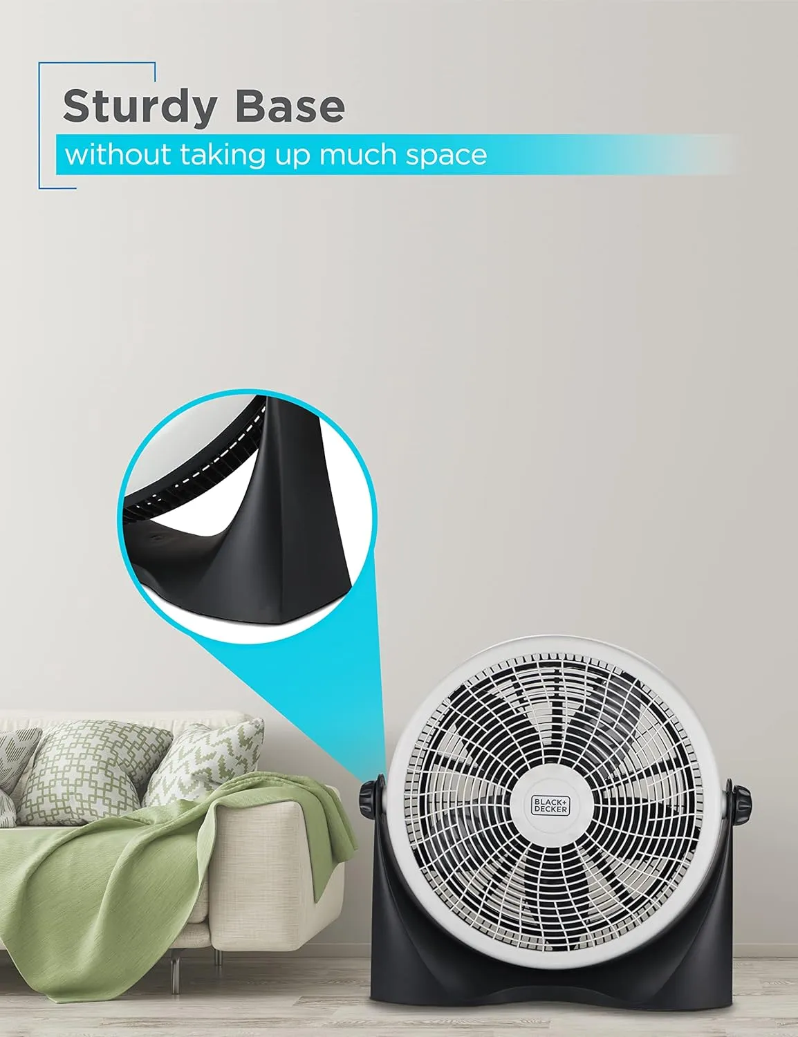 BLACK DECKER High Velocity Floor Fan, 15.6" Diameter Freestanding Fan, 5 Plastic Blades, 3-Speeds, 90-Degree Tilt Adjustment, For Use In Bedroom, Home or Office, 5.5 lbs., Gray/Black, BFF16B