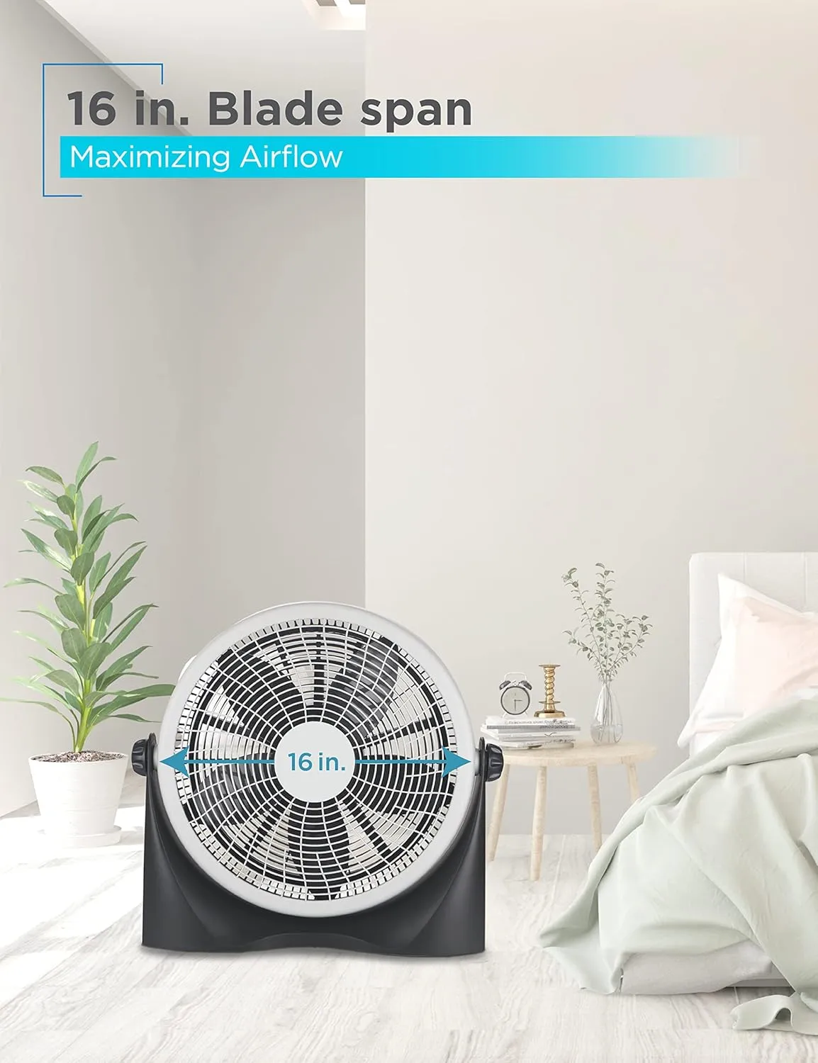 BLACK DECKER High Velocity Floor Fan, 15.6" Diameter Freestanding Fan, 5 Plastic Blades, 3-Speeds, 90-Degree Tilt Adjustment, For Use In Bedroom, Home or Office, 5.5 lbs., Gray/Black, BFF16B