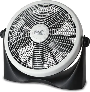 BLACK DECKER High Velocity Floor Fan, 15.6" Diameter Freestanding Fan, 5 Plastic Blades, 3-Speeds, 90-Degree Tilt Adjustment, For Use In Bedroom, Home or Office, 5.5 lbs., Gray/Black, BFF16B USB desktop fan for workspace