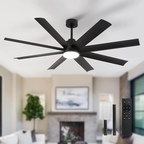 Black Ceiling Fan for Outdoor: 72 Inch Ceiling Fan with Remote 8 Blades 5-Speed Reversible DC Motor - Large Ceiling Fans for Indoor Living Room Farmhouse App-controlled remote fan for convenience