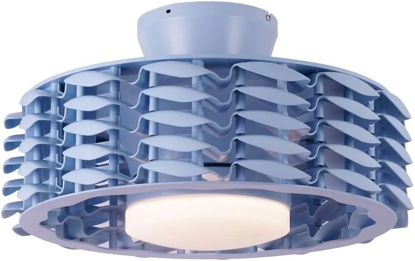 Bladeless Ceiling Fan with Lights & Remote  Oceano 23" Downrod or Flush Ceiling Fan with Lights & Remote for Kids Room & More  Low-Profile Fan, Dimmable LED, 6 Speeds, & Reverse (Blue) Small bladeless fan for quiet cooling