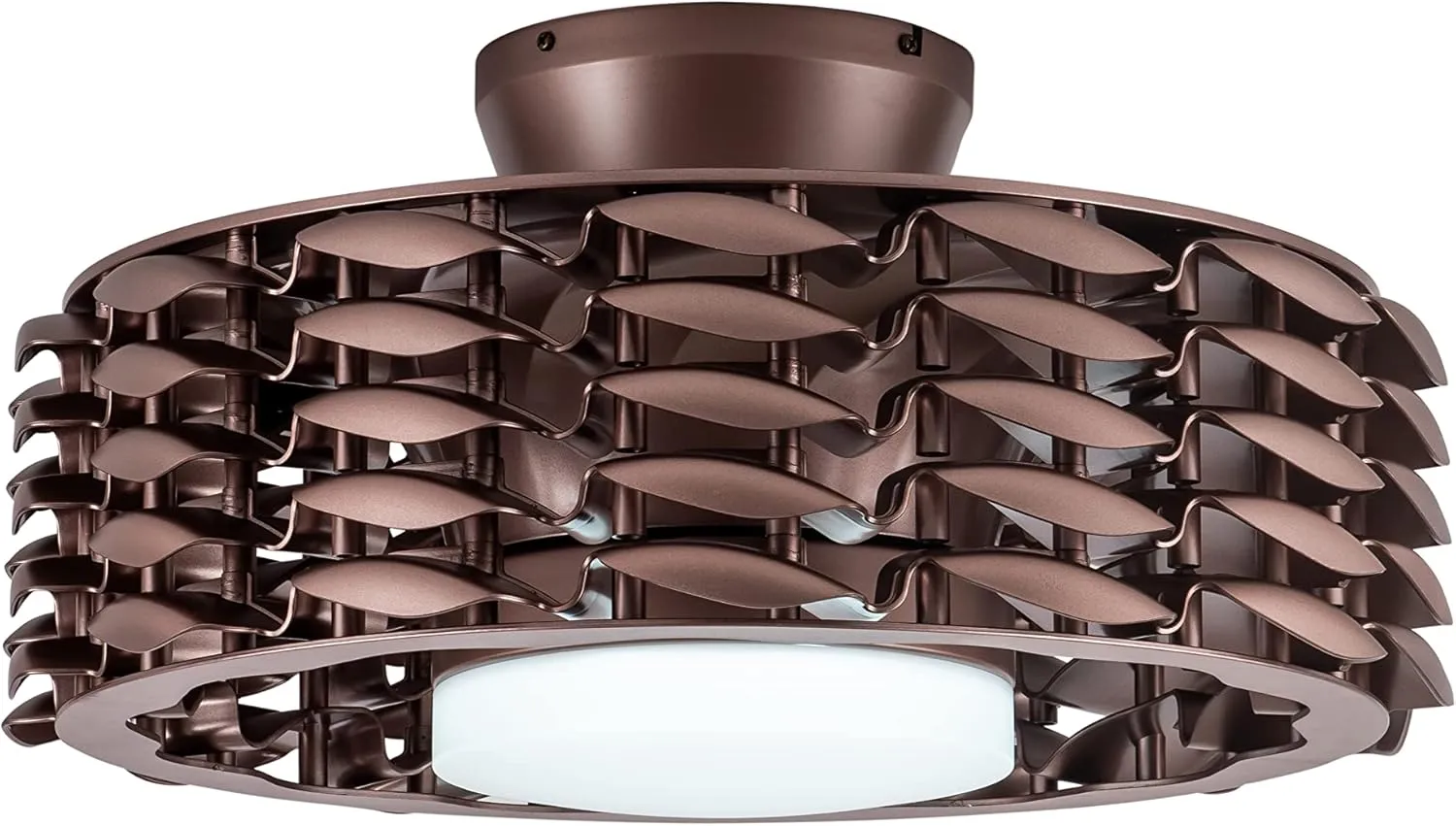 Bladeless Ceiling Fan with Lights & Remote  Oceano 23" Downrod or Flush Ceiling Fan with Lights & Remote for Kids Room& More  Low-Profile Fan, Dimmable LED, 6 Speeds, & Reverse (Bronze) Small bladeless fan for quiet cooling
