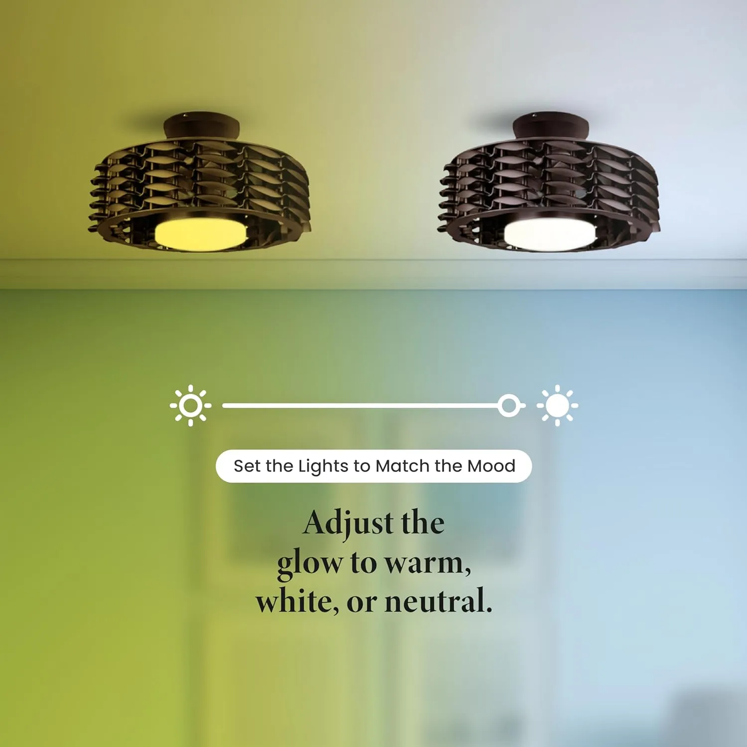 Bladeless Ceiling Fan with Lights & Remote  Oceano 23" Downrod or Flush Ceiling Fan with Lights & Remote for Kids Room& More  Low-Profile Fan, Dimmable LED, 6 Speeds, & Reverse (Coffee)