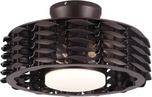 Bladeless Ceiling Fan with Lights & Remote  Oceano 23" Downrod or Flush Ceiling Fan with Lights & Remote for Kids Room& More  Low-Profile Fan, Dimmable LED, 6 Speeds, & Reverse (Coffee) Small bladeless fan for quiet cooling
