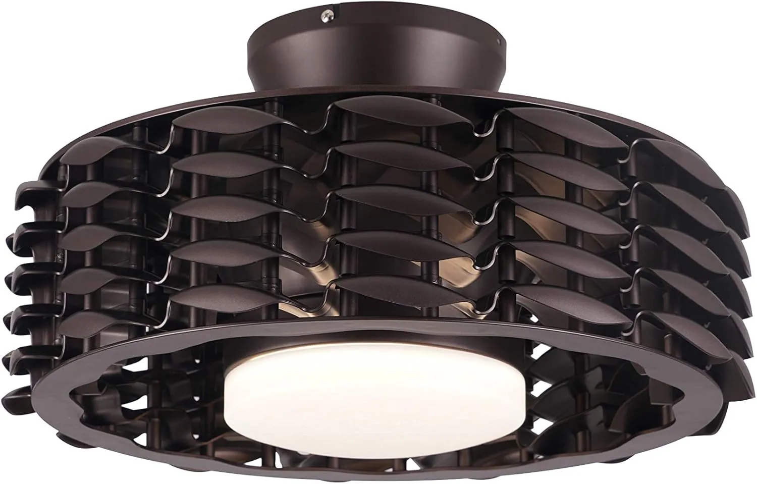 Bladeless Ceiling Fan with Lights & Remote  Oceano 23" Downrod or Flush Ceiling Fan with Lights & Remote for Kids Room& More  Low-Profile Fan, Dimmable LED, 6 Speeds, & Reverse (Coffee) Small bladeless fan for quiet cooling