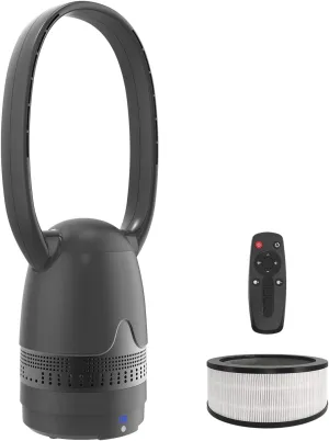 Bladeless Fan and Air Purifier Combo 26-Inch, HEPA-Filter, 8-Speed, 120 Oscillating, Remote Control, 8H Sleep Timer, Black (MT1004) Tower bladeless fan for modern homes