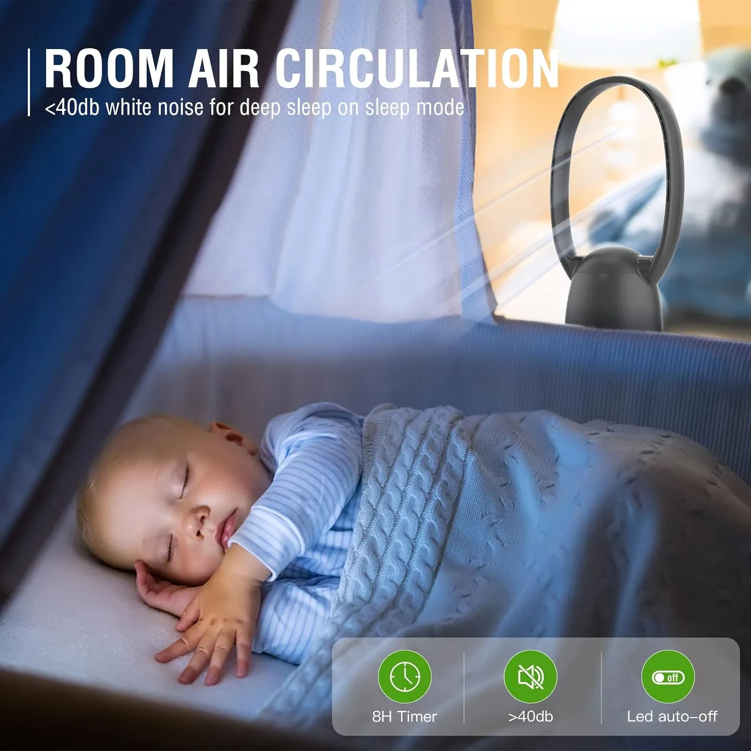 Bladeless Fan and Air Purifier Combo 26-Inch, HEPA-Filter, 8-Speed, 120 Oscillating, Remote Control, 8H Sleep Timer, Black (MT1004)