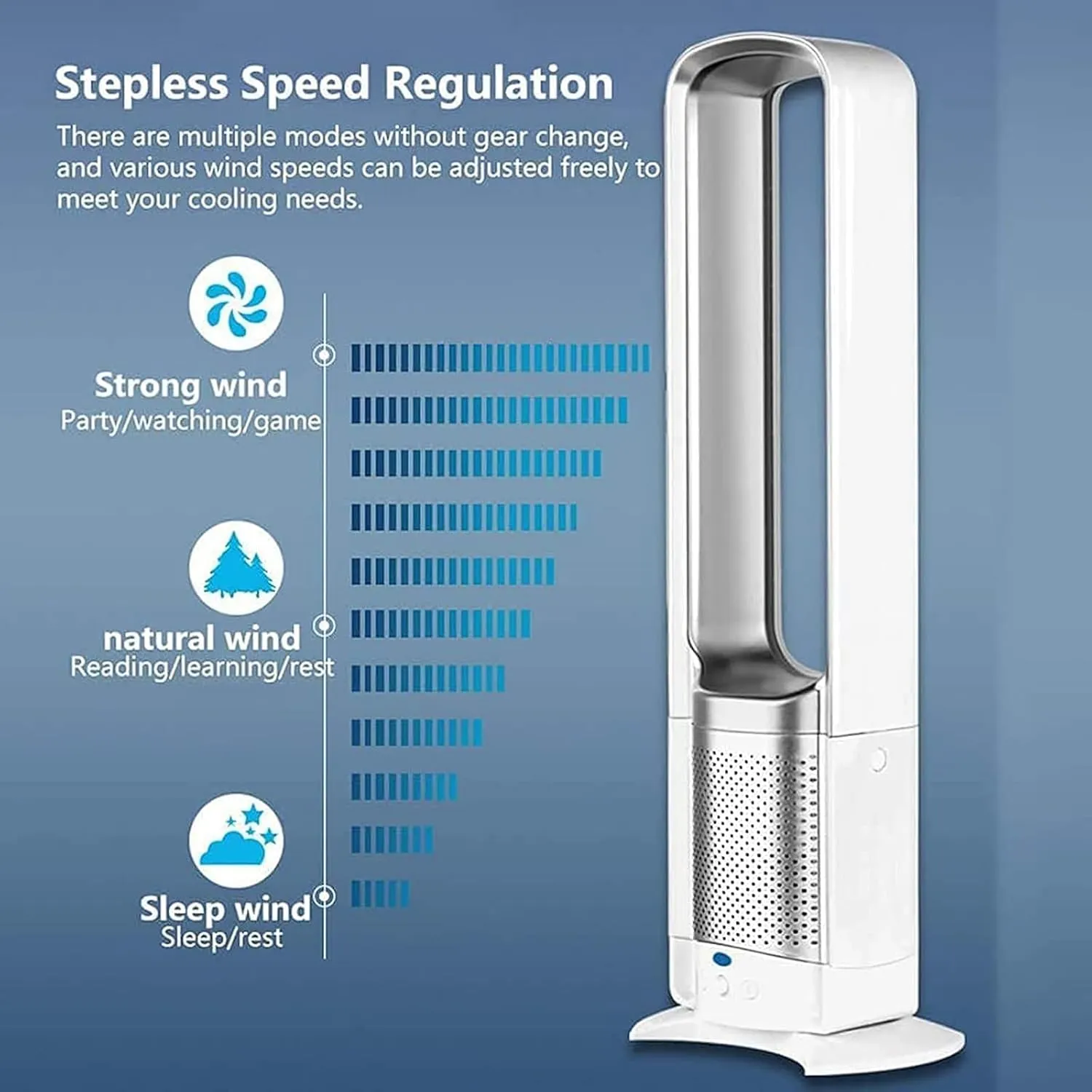 Bladeless Fan for Bedroom, Tower Fan That Blow Cold Air, Quiet Cooling Tower Fan with Remote, 3 Speed Settings for Home Office Floor Fan, Gold