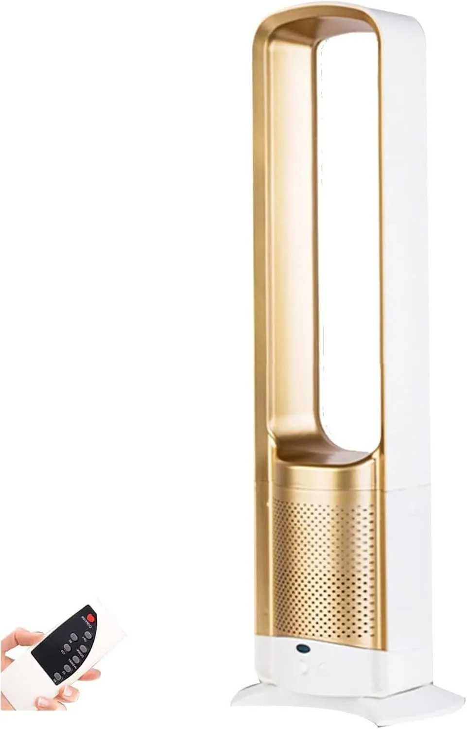 Bladeless Fan for Bedroom, Tower Fan That Blow Cold Air, Quiet Cooling Tower Fan with Remote, 3 Speed Settings for Home Office Floor Fan, Gold Tower bladeless fan for modern homes