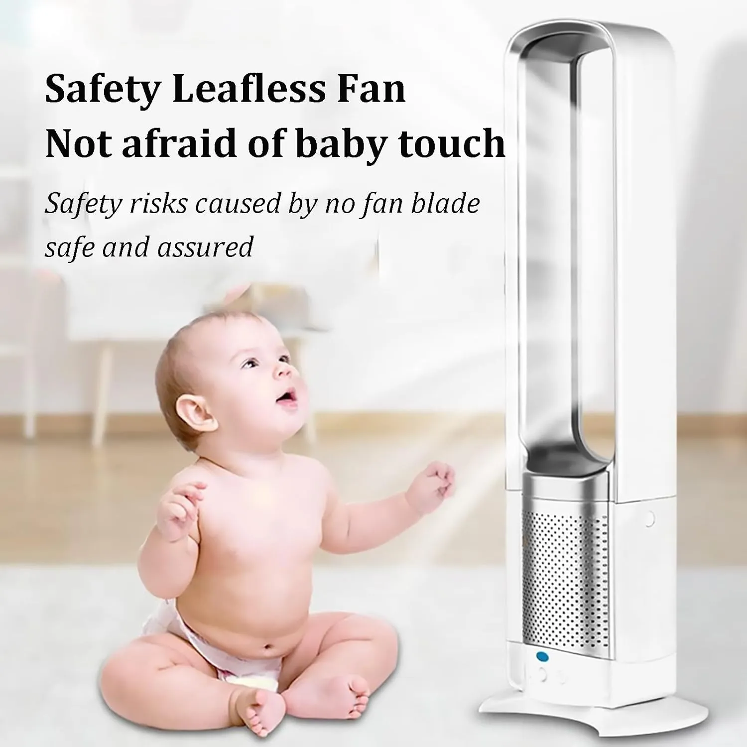 Bladeless Fan for Bedroom, Tower Fan That Blow Cold Air, Quiet Cooling Tower Fan with Remote, 3 Speed Settings for Home Office Floor Fan, Gold