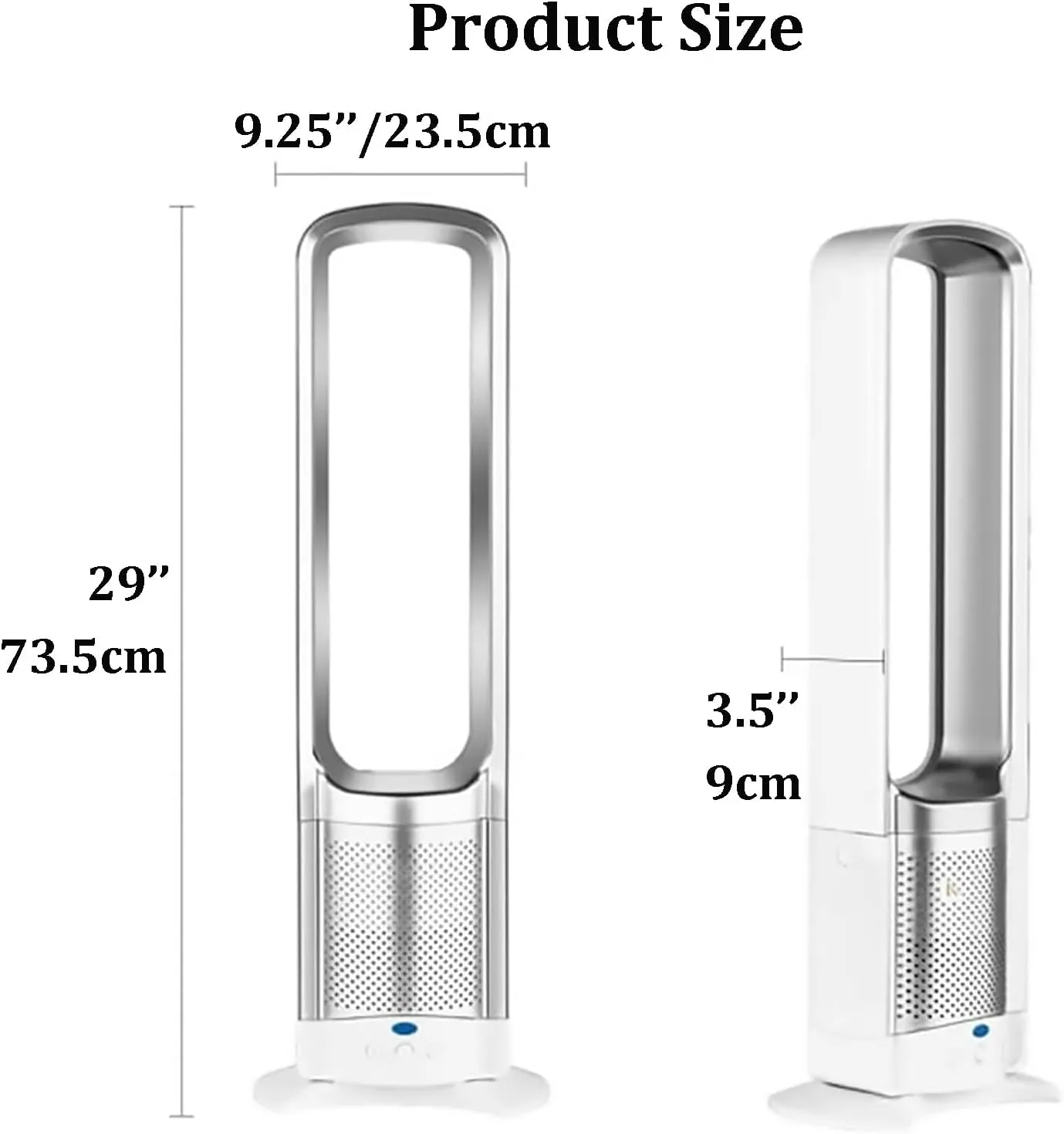Bladeless Fan for Bedroom, Tower Fan That Blow Cold Air, Quiet Cooling Tower Fan with Remote, 3 Speed Settings for Home Office Floor Fan, Gold