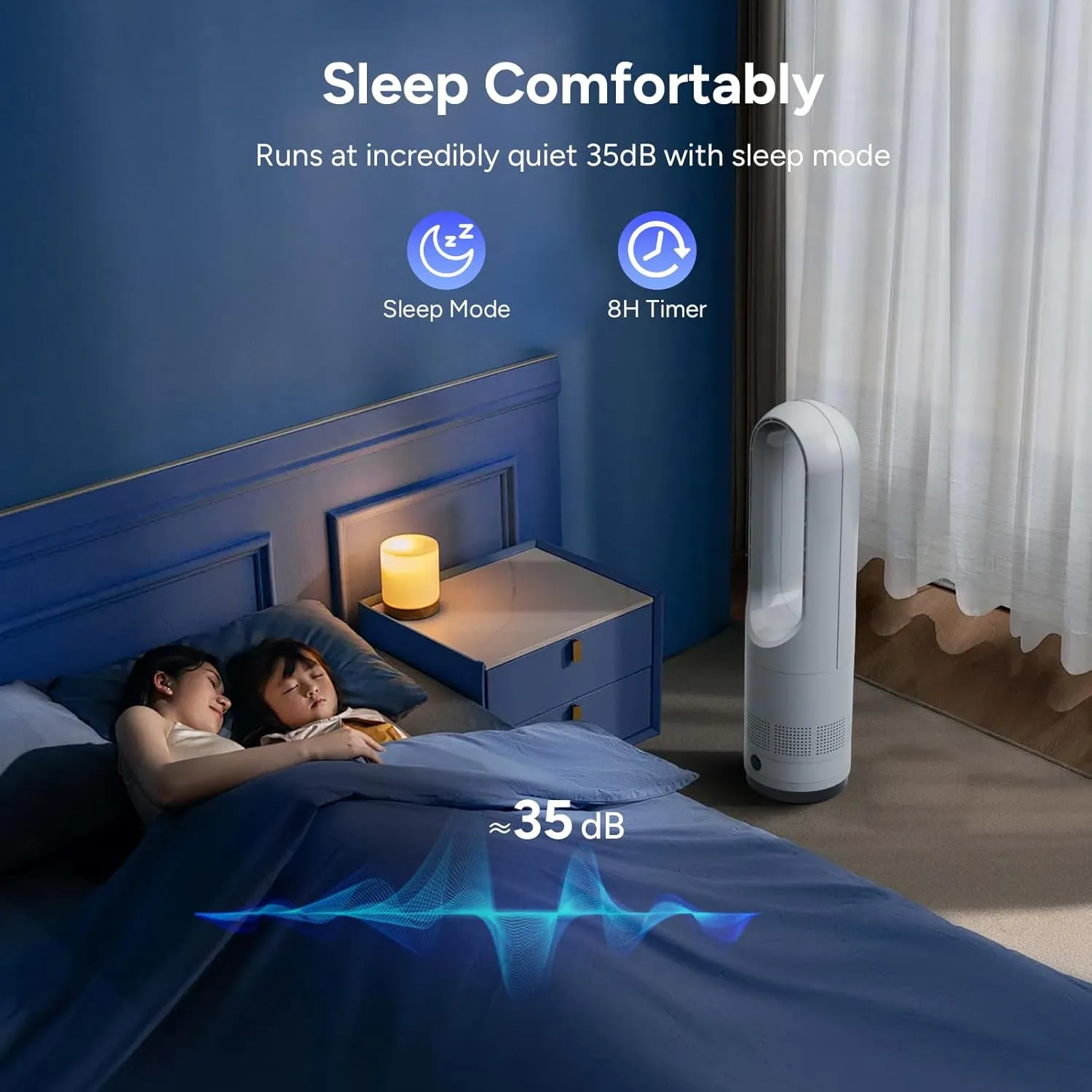 Bladeless Fan,22Inch Cooling Tower Fan 80 Oscillating with Remote, 9H Timer, 8 Speeds, Portable Quiet Cooling Fan for Indoor, Bedroom, Home Office Room