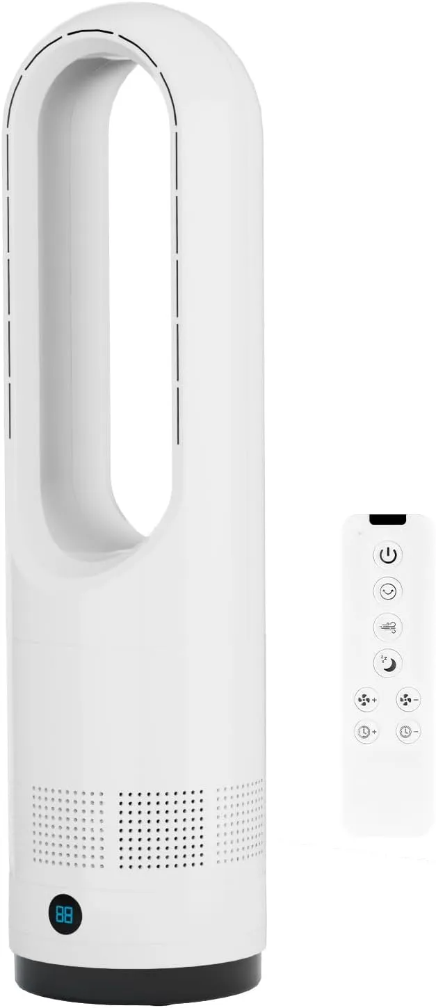 Bladeless Fan,22Inch Cooling Tower Fan 80 Oscillating with Remote, 9H Timer, 8 Speeds, Portable Quiet Cooling Fan for Indoor, Bedroom, Home Office Room(White)